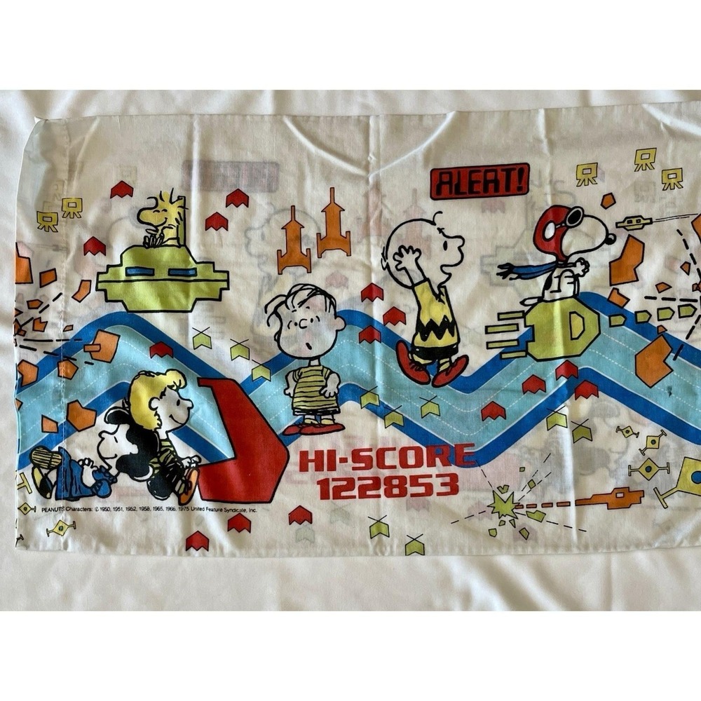 Two Vintage  70s Snoopy  & Friend's  Video Arcade Game Pillow Cases